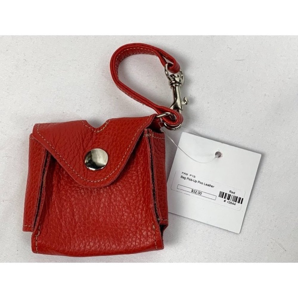 Mini Red Leather Purse for Dog Poop Bag Roll, NWT